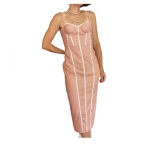 Manning Cartell raffia blush pink bodycon corset balconette midi dress